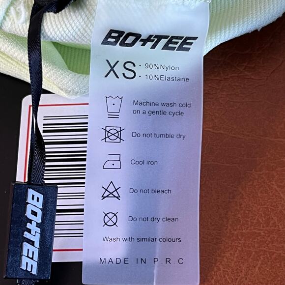 Bo and Tee High Rise Crop Neon Green Leggings NEW Logo on Leg Size XS Petite - Picture 9 of 11